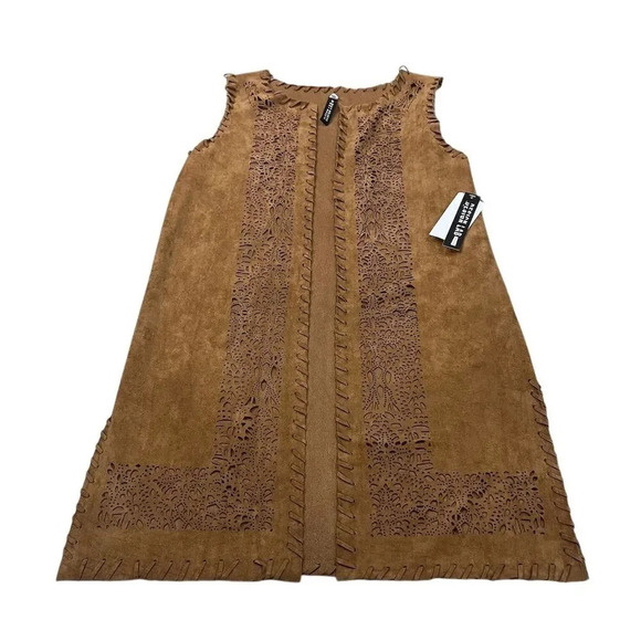 Lord & Taylor Design Lab Women's Brown Sleeveless Boho Crochet-Knit Vest Size M - Picture 3 of 13